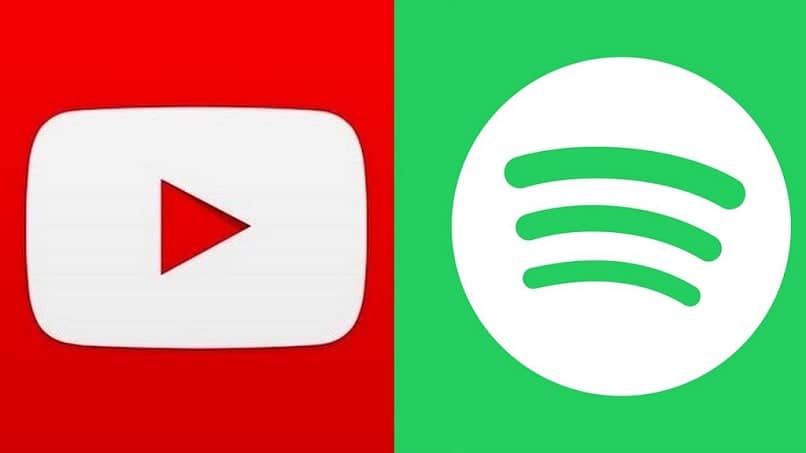 dwa ekrany youtube spotify symbole