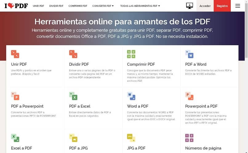 Strona internetowa narzędzi PDF online