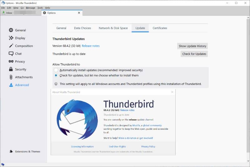 Nieprzeczytane wiadomości e-mail z Mozilla Thunderbird