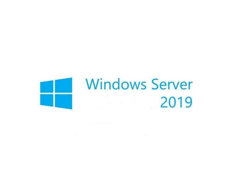 logo białe tło z niebieskimi literami windows sever 2019