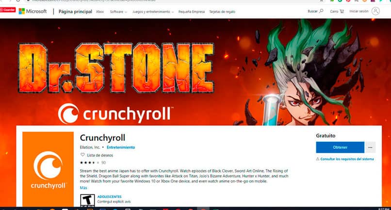 wyświetl zawartość Crunchyroll