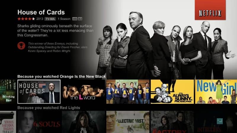 ekran Netflix z House of Cards