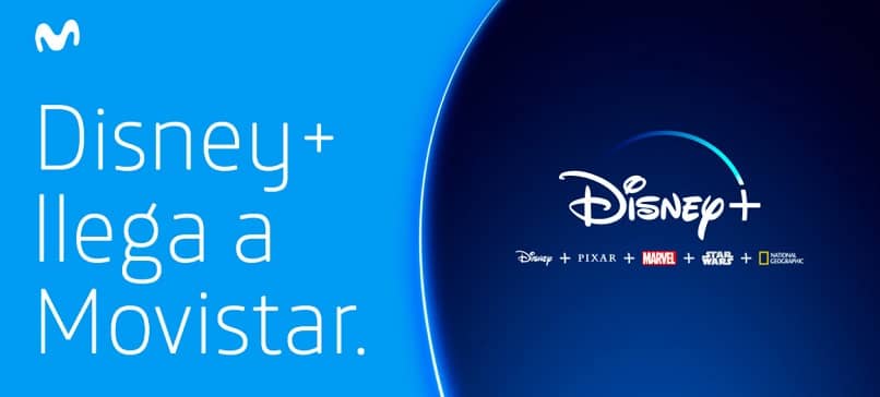 dwa odcienie niebieskiego wskazujące na powitanie Disney Plus w Movistar