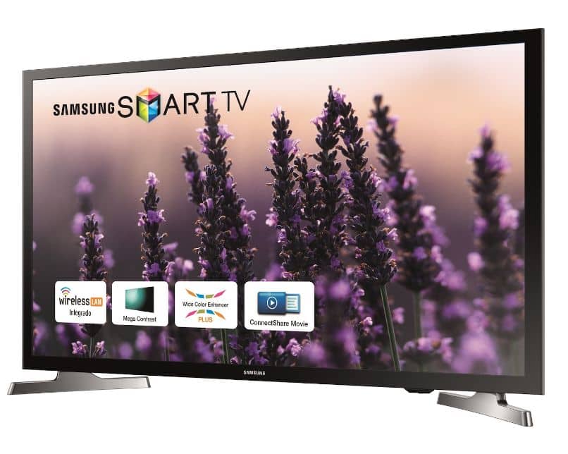 Samsung smart tv z kwiatowym tłem