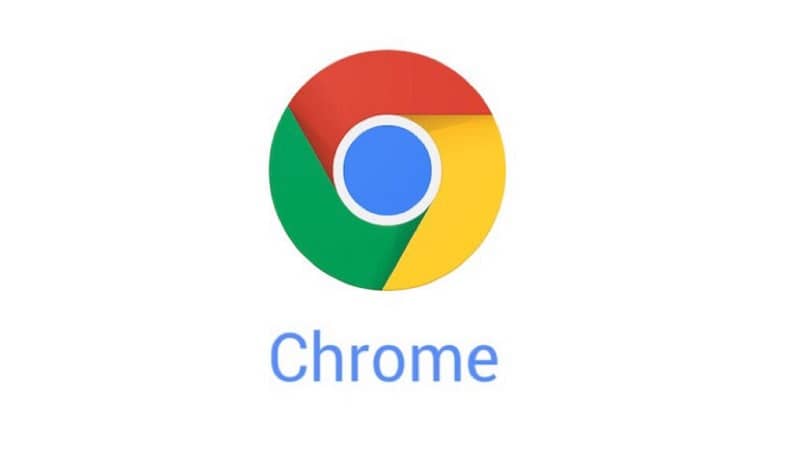 Logo Google Chrome z białym tłem i niebieskimi literami