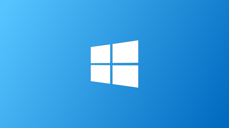 logo windows 10 w kolorze białym i niebieskim tle