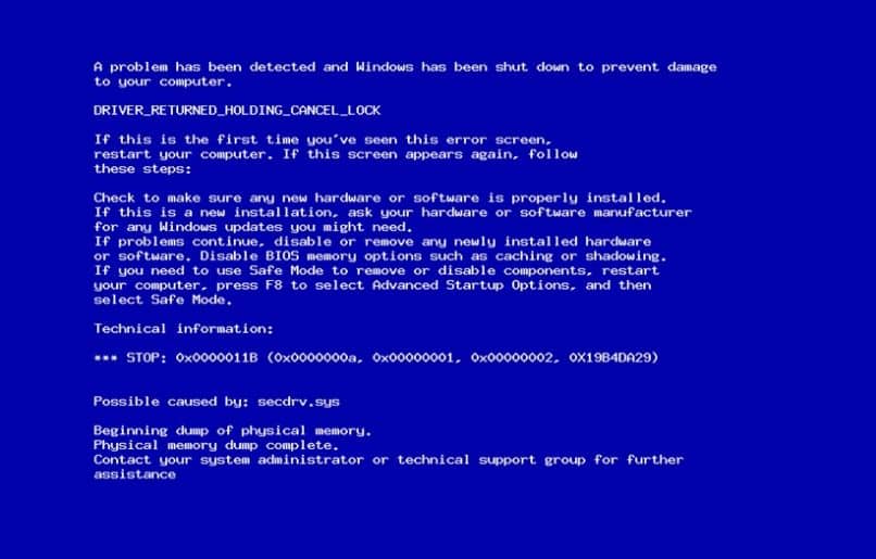 typowy błąd niebieskiego ekranu w systemie Windows