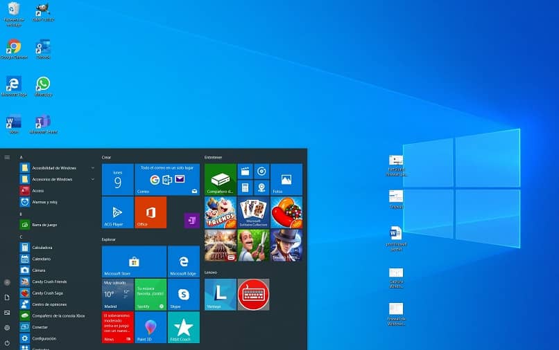 menu aplikacji windows 10