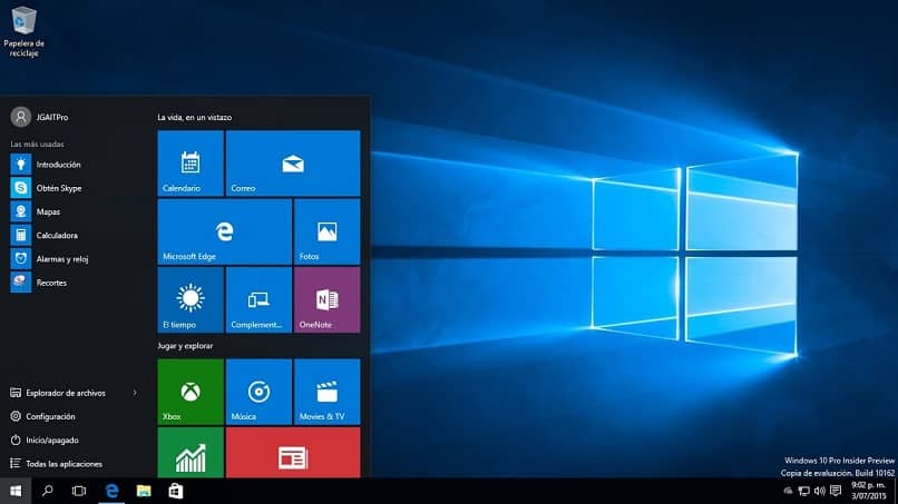 oryginalne menu startowe systemu Windows 10