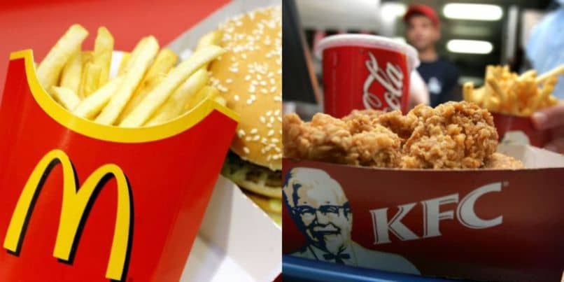 Jedzenie KFC i MCdonalds