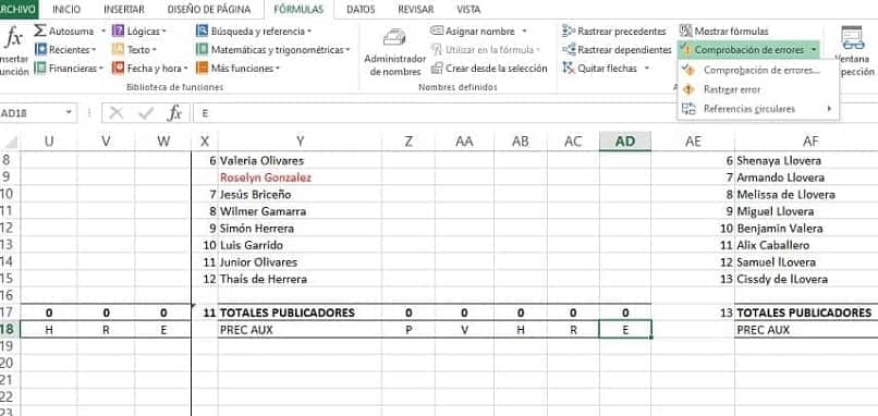 śledzenie błędów w programie Excel