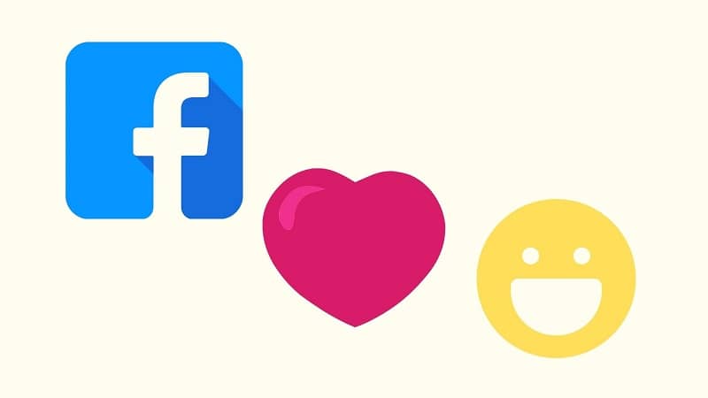 Facebook logo emoji serce i żółty emoji happy face