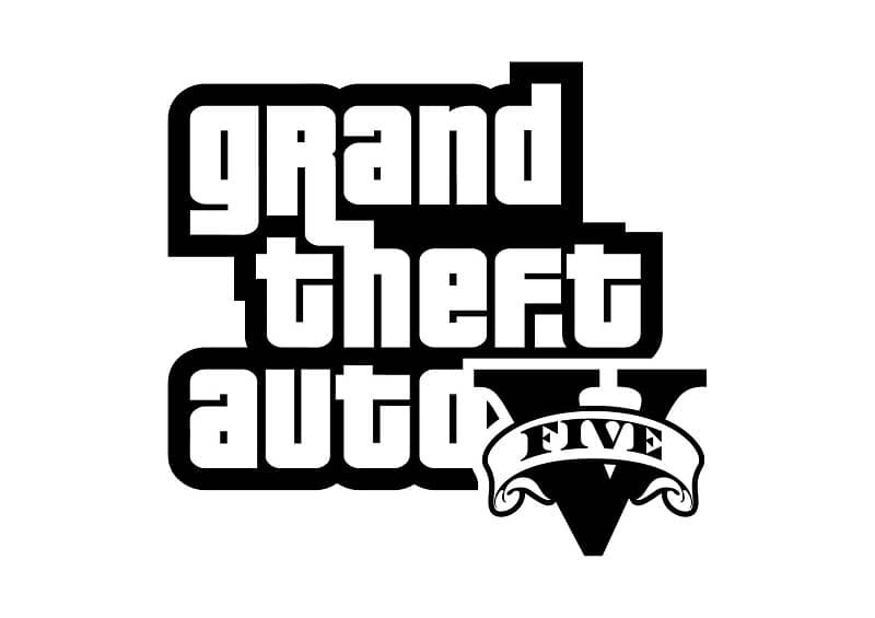 Czarno-białe logo GTA V.