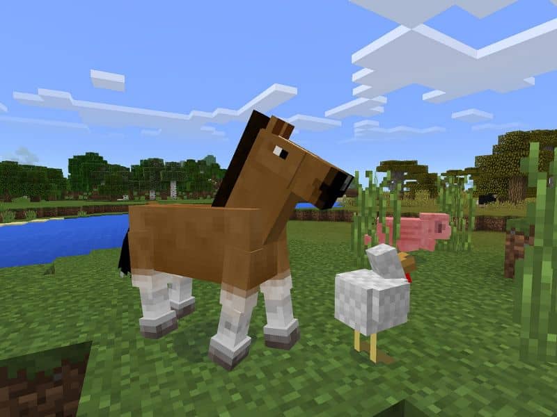Kurczak, koń i świnia Minecraft