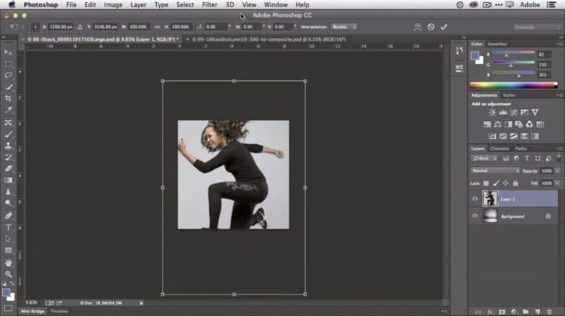 Nowa osoba z warstwy skacząca z Adobe Photoshopa
