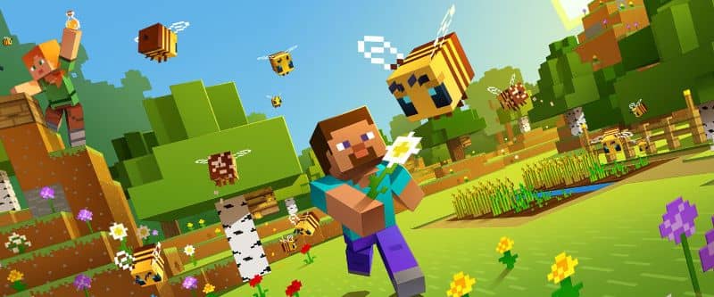 główni bohaterowie Minecrafta i pszczoły
