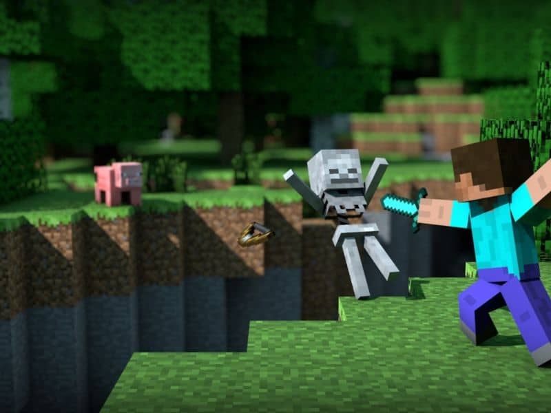 walka na miecze wykonana w grze Minecraft