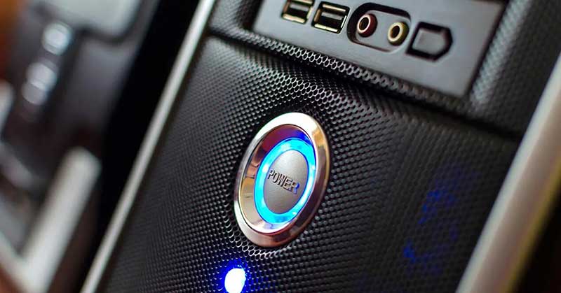 przycisk zasilania ze światłem pc