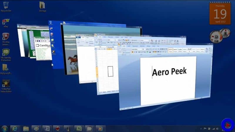 Windows z Aero Peek w systemie Windows