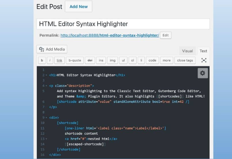 edytuj post html niebieskie tło