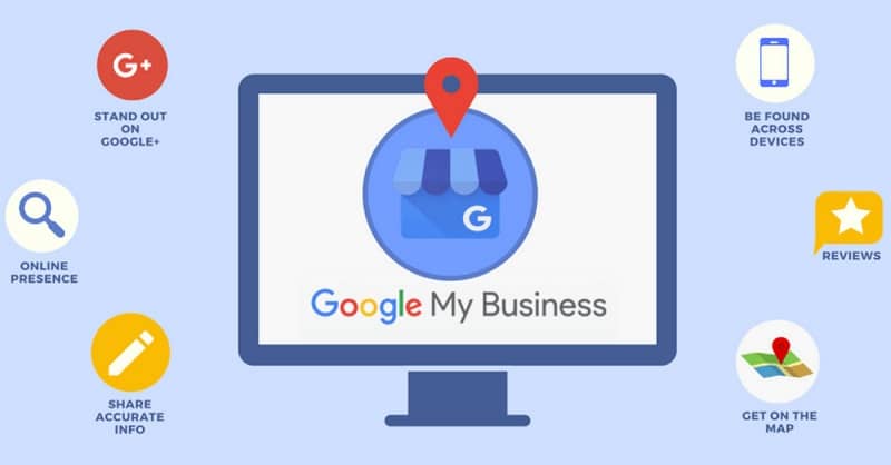 Komputer z logo Google My Buiness