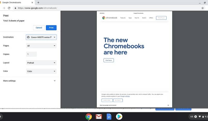 wydrukuj dokument w Chromebooku