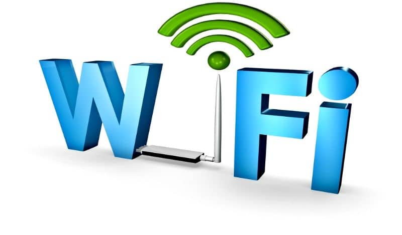 niebieskie i zielone logo wifi z routerem