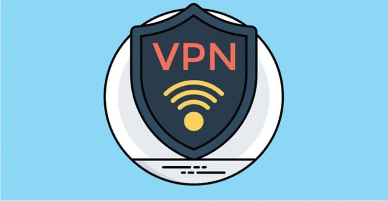 Logo VPN, niebieskie tło 