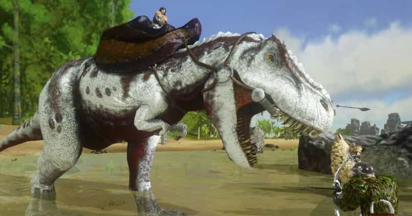 gracz oswaja dinozaura z arki poprzez ulepszenie