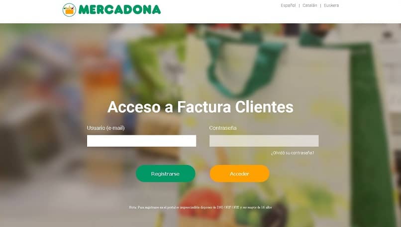 Dostęp Mercadona do faktur dla zarejestrowanych klientów