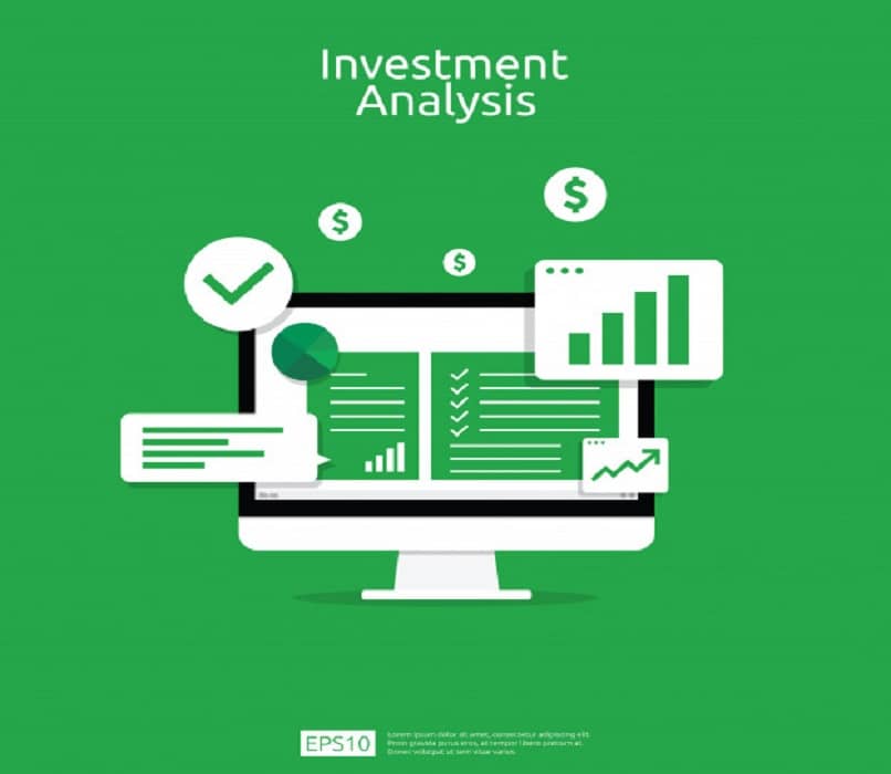 widok monitora z wykresami pochodzącymi z analizy inwestycji na zielonym tle