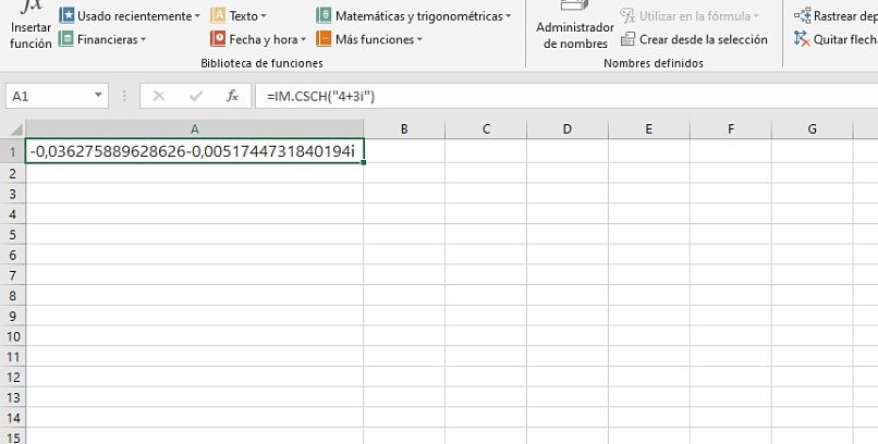 przykład funkcji imcsch w programie excel