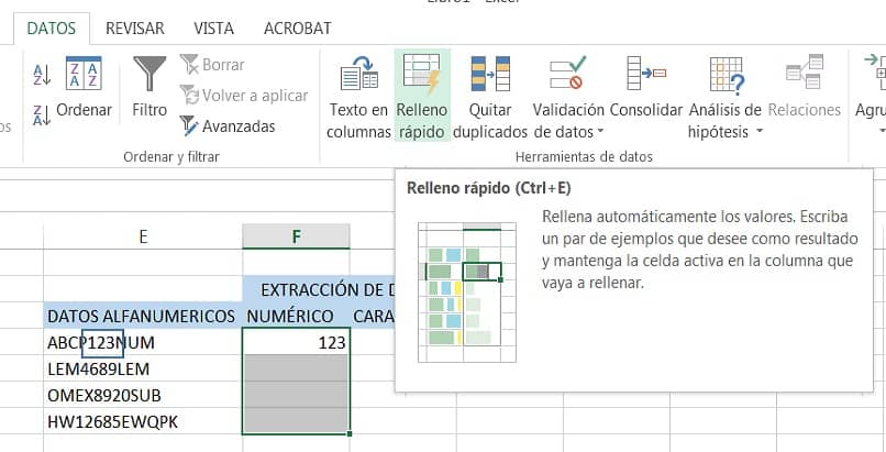 okno z przykładowym widokiem użycia funkcji szybkiego wypełniania w Excelu