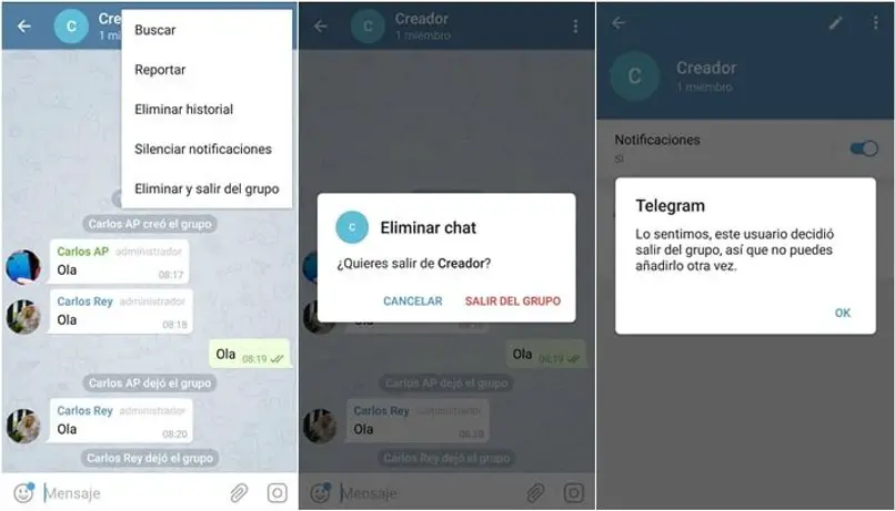 eliminar administrador de grupo en telegram