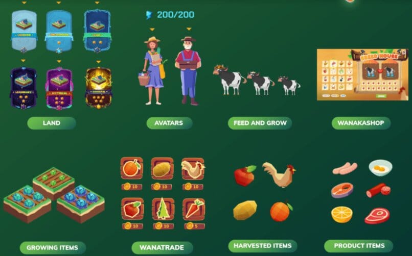 elementos del juego wanaka farm