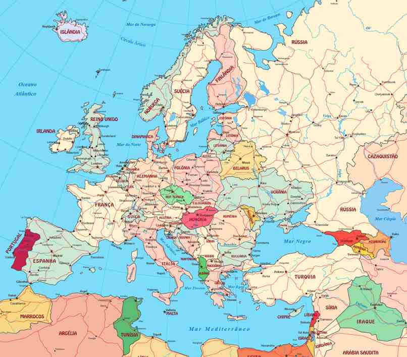 mapa stolicy europy