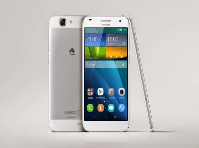 urządzenie mobilne android huawei białe menu główne szare tło